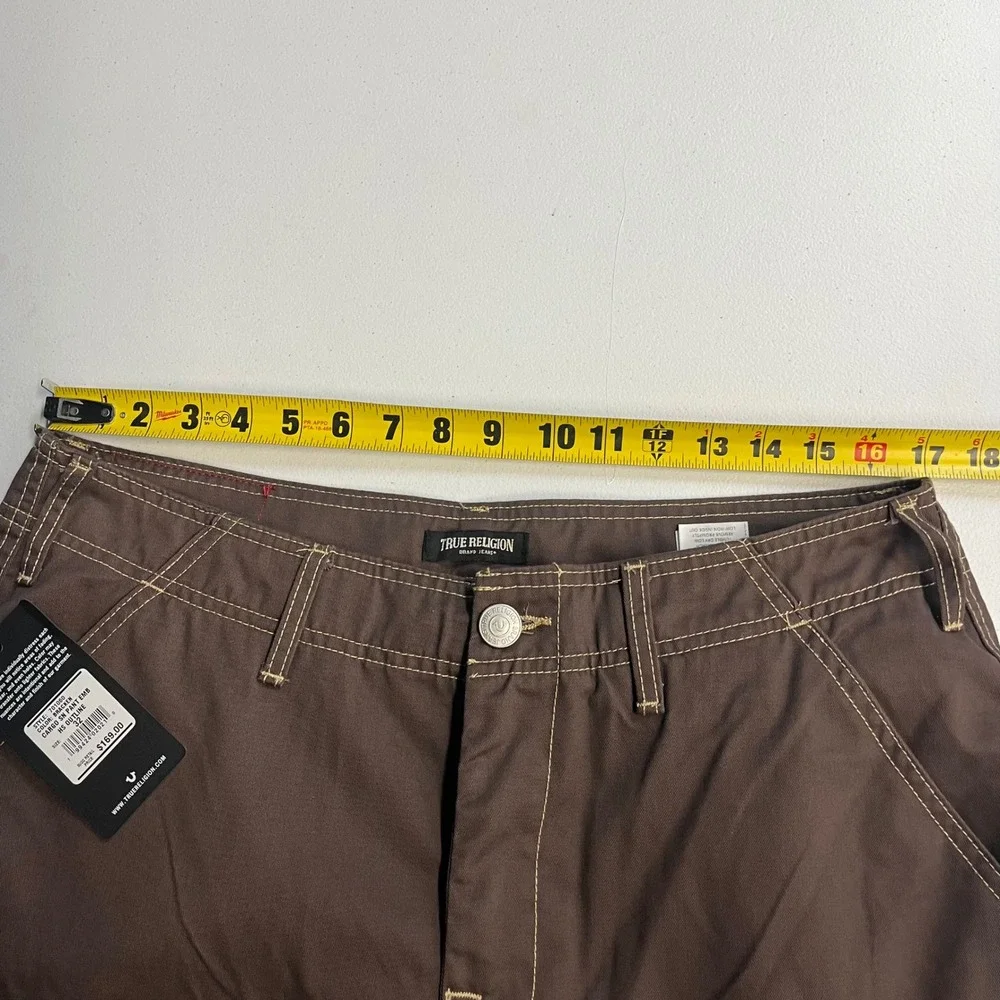 True Religion Cargo Pants Men Brown Contrast Stitch Streetwear 32 HS OUTLINE NWT